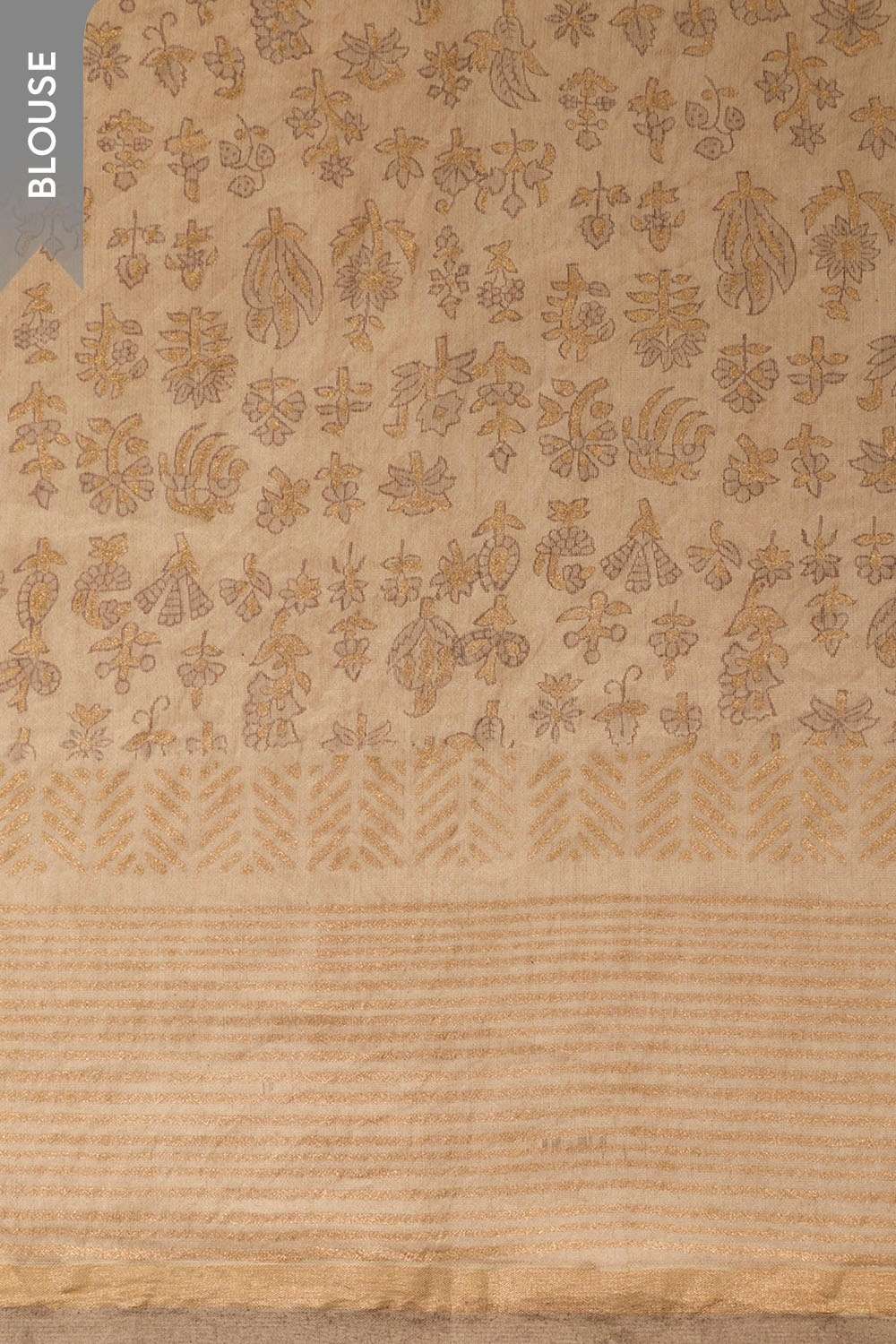 Beige Rajasthan Pure Silk Cotton Printed Sanganeri Saree image number null