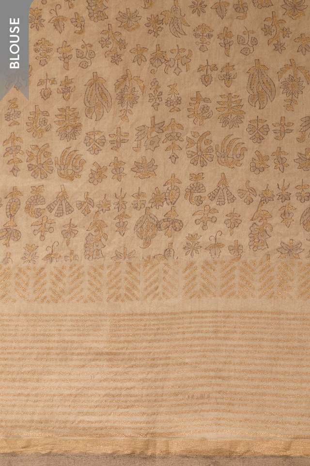 Beige Rajasthan Pure Silk Cotton Printed Sanganeri Saree thumbnail image number null