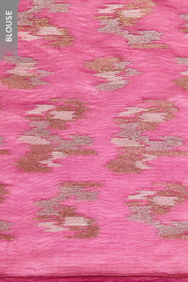 Pink Woven Pure Silk Organza Saree thumbnail image number null