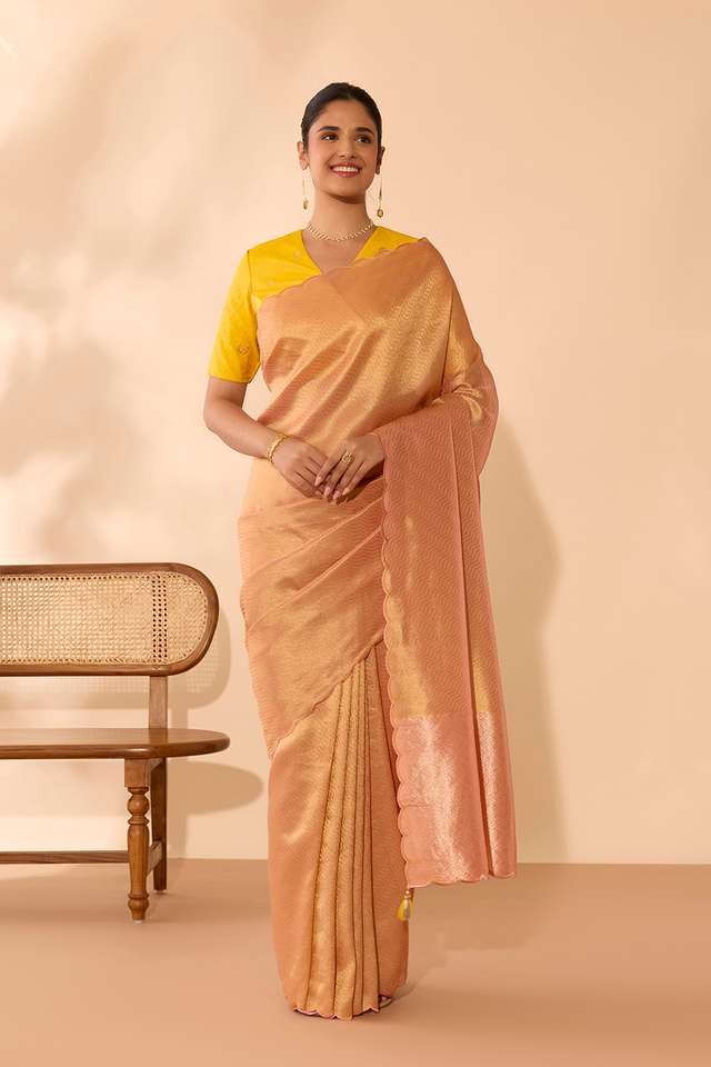 Pink Viscose Tissue Woven Saree thumbnail image number null