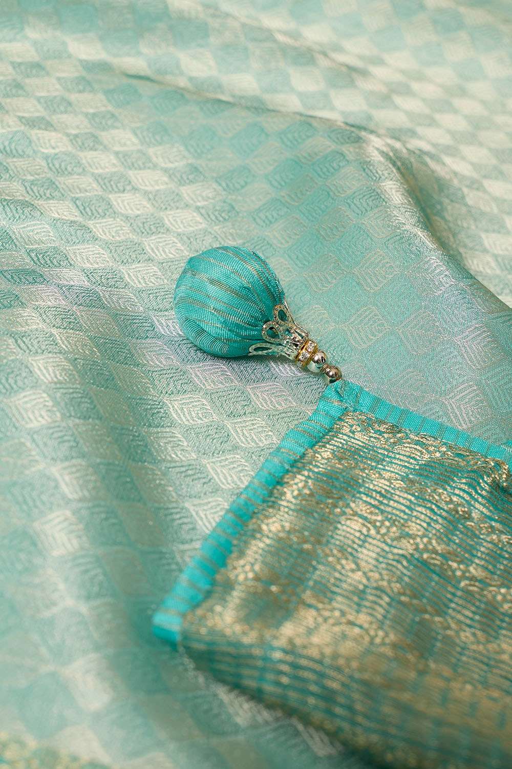 Light Blue Woven Viscose Tissue Saree image number null