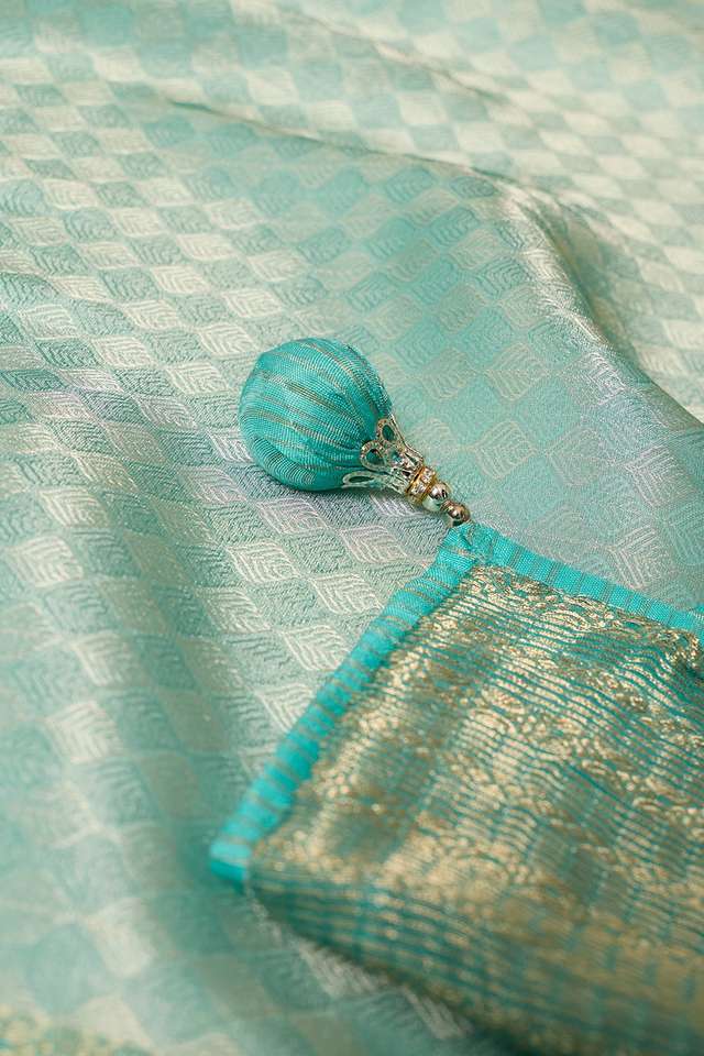 Light Blue Woven Viscose Tissue Saree thumbnail image number null