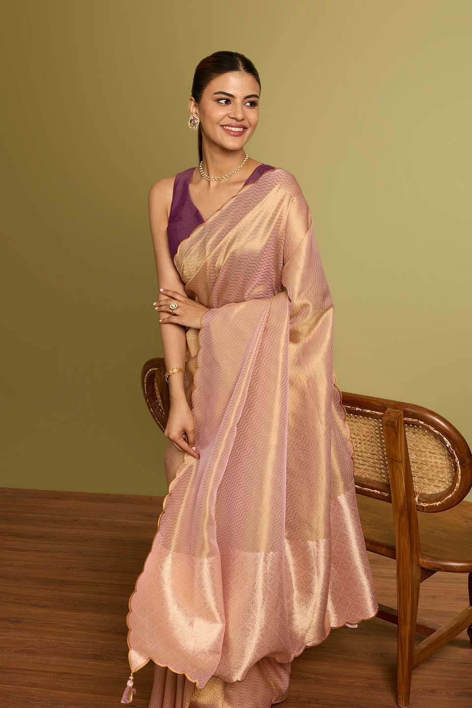 Pink Chattisgarh Woven Pure Tussar Silk Saree