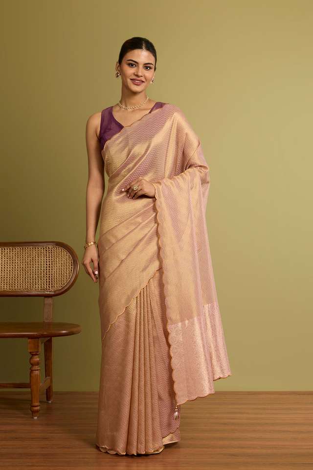 Pink Chattisgarh Woven Pure Tussar Silk Saree thumbnail image number null