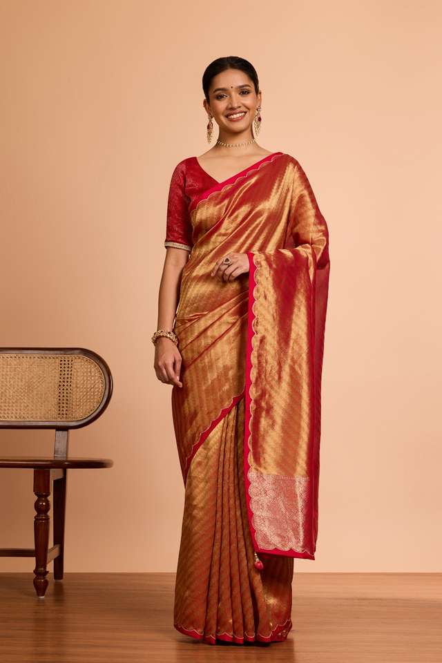 Pink  Viscose Tissue Woven Saree thumbnail image number null