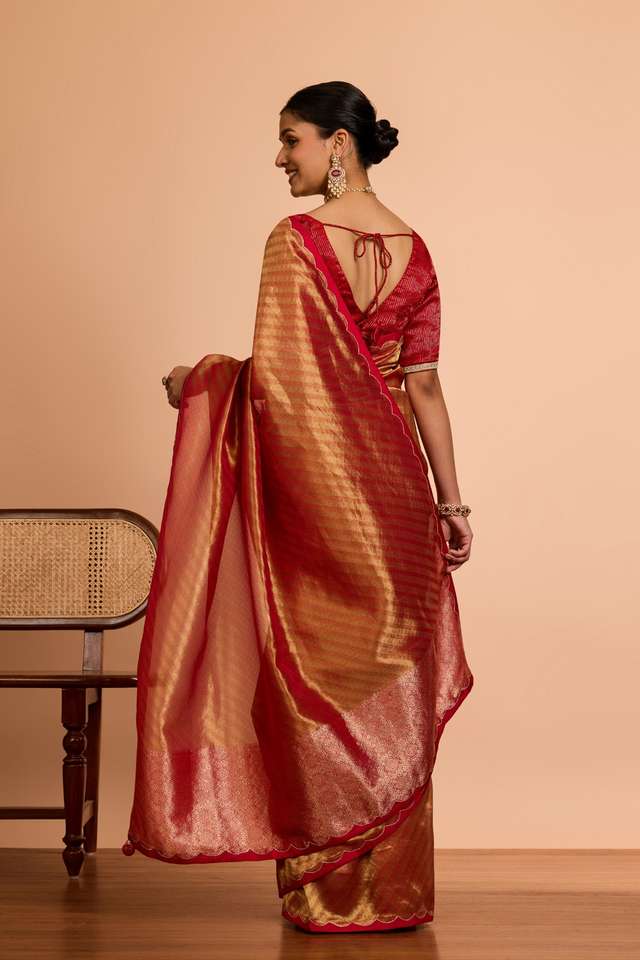 Pink  Viscose Tissue Woven Saree thumbnail image number null
