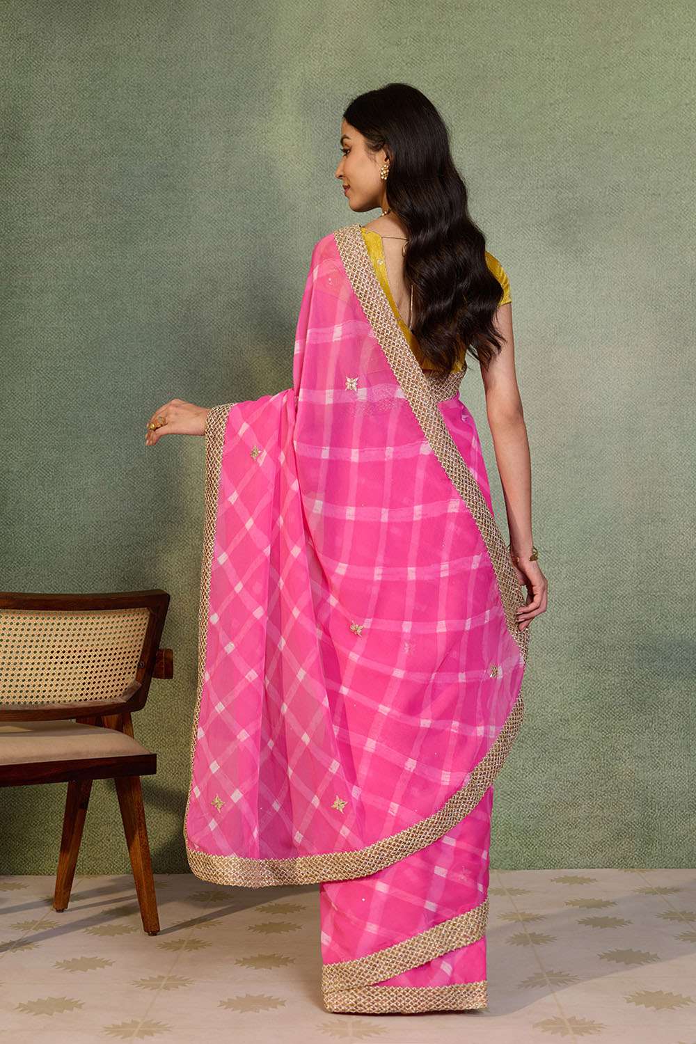 Pink Gota Patti Viscose Georgette Rajasthan Saree image number null