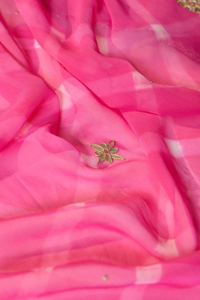 Pink Gota Patti Viscose Georgette Rajasthan Saree thumbnail image number null