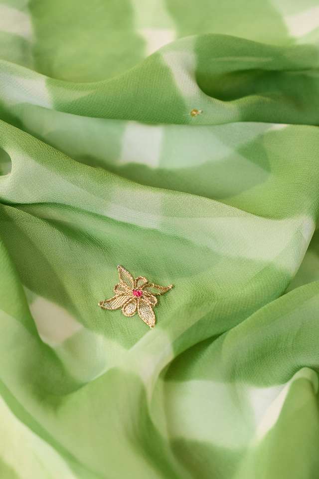 Light Green Gota Patti Viscose Georgette Rajasthan Saree thumbnail image number null