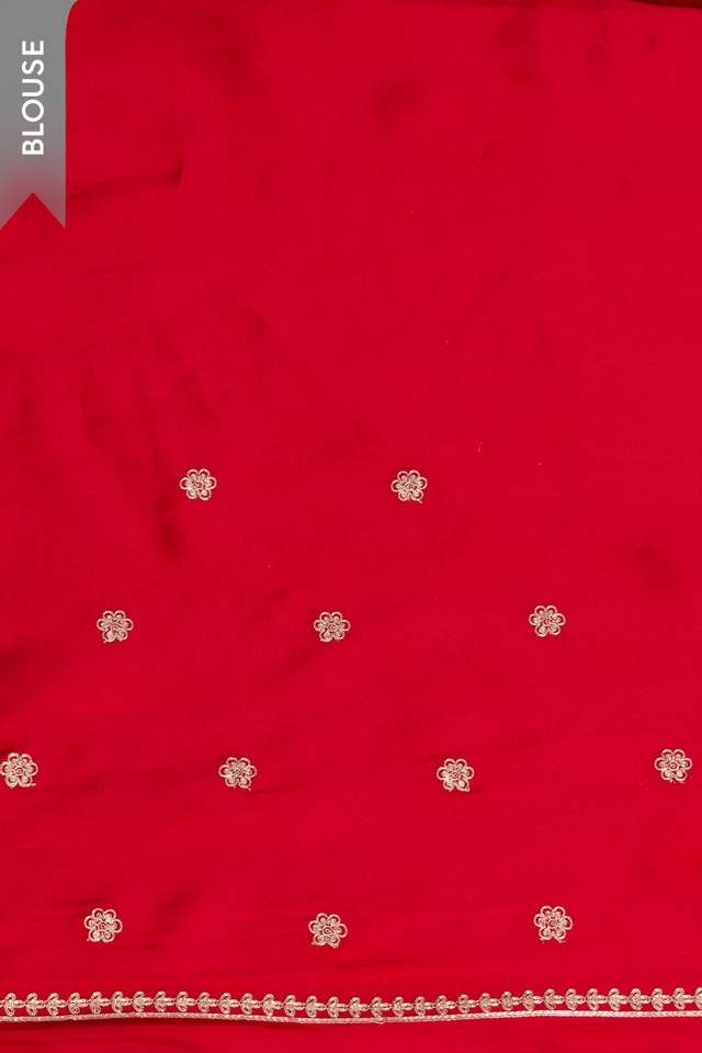 Red  Viscose Satin Embroidered Saree thumbnail image number null