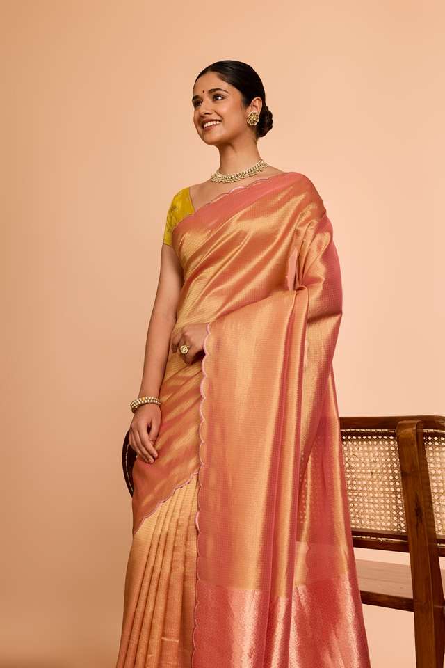 Light Pink  Viscose Tissue Woven Saree image number