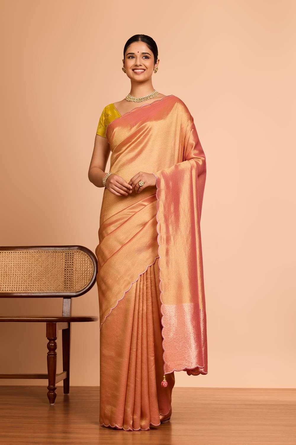 Light Pink  Viscose Tissue Woven Saree image number null