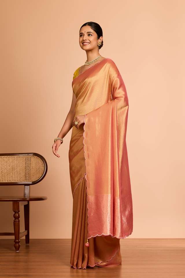 Light Pink  Viscose Tissue Woven Saree thumbnail image number null