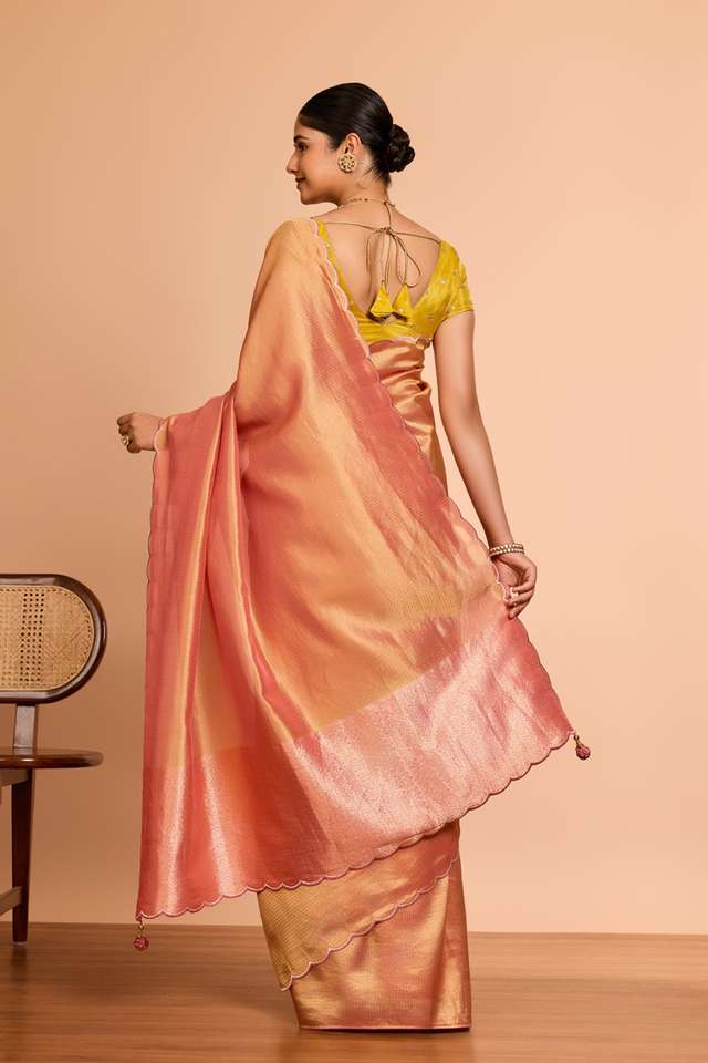 Light Pink  Viscose Tissue Woven Saree thumbnail image number null