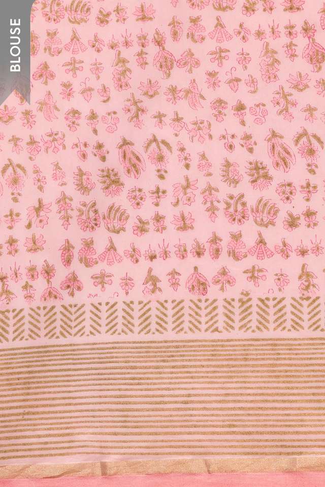 Pink Rajasthan Pure Silk Cotton Sanganeri Saree thumbnail image number null