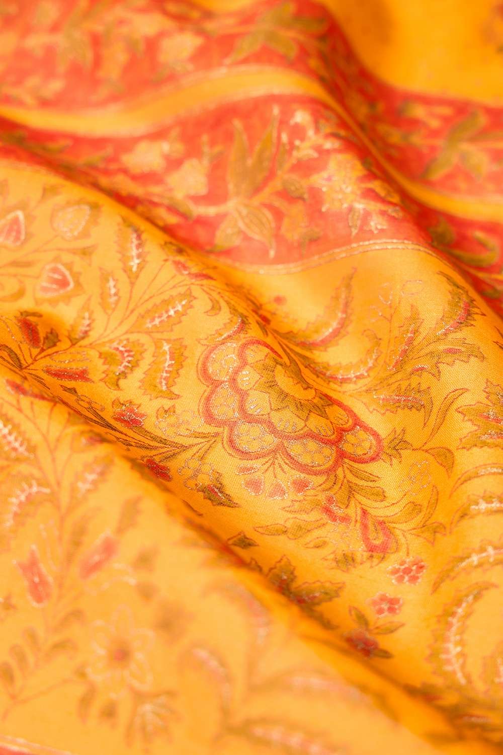 Yellow Rajasthan Pure Silk Cotton Printed Sanganeri Saree image number null