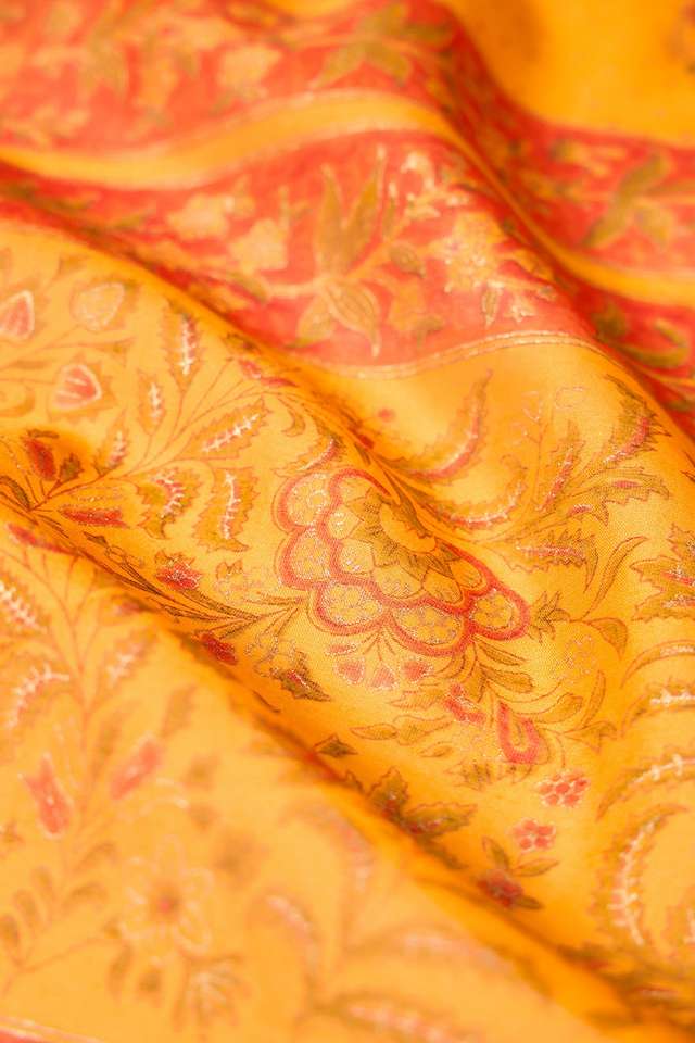 Yellow Rajasthan Pure Silk Cotton Printed Sanganeri Saree thumbnail image number null