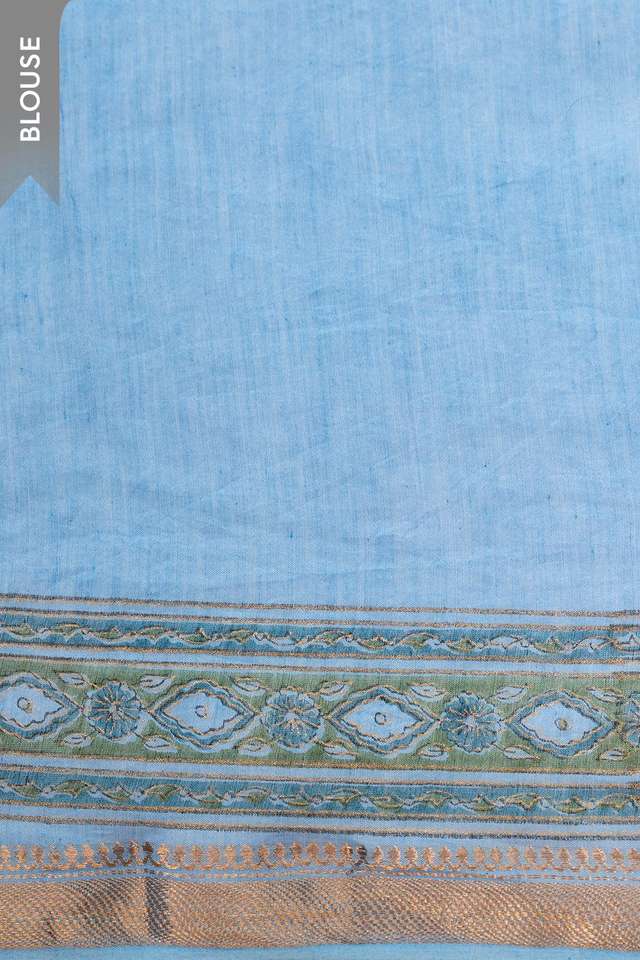 Light Blue Rajasthan Pure Silk Cotton Printed Sanganeri Saree thumbnail image number null