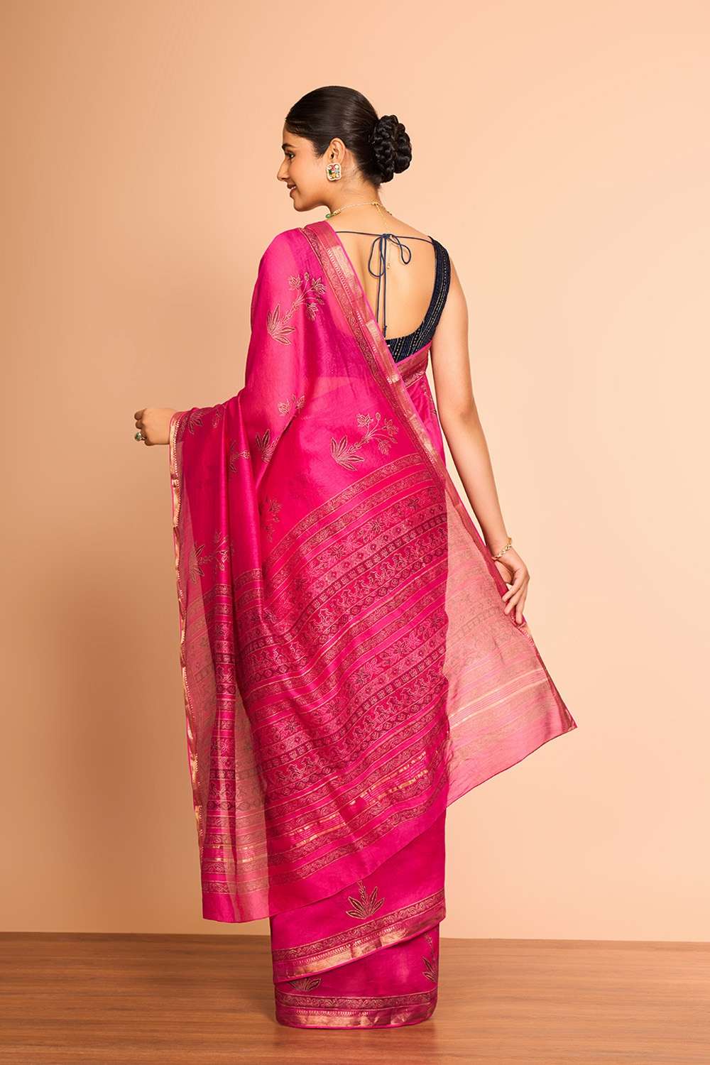 Pink Rajasthan Pure Silk Cotton Printed Sanganeri Saree image number null