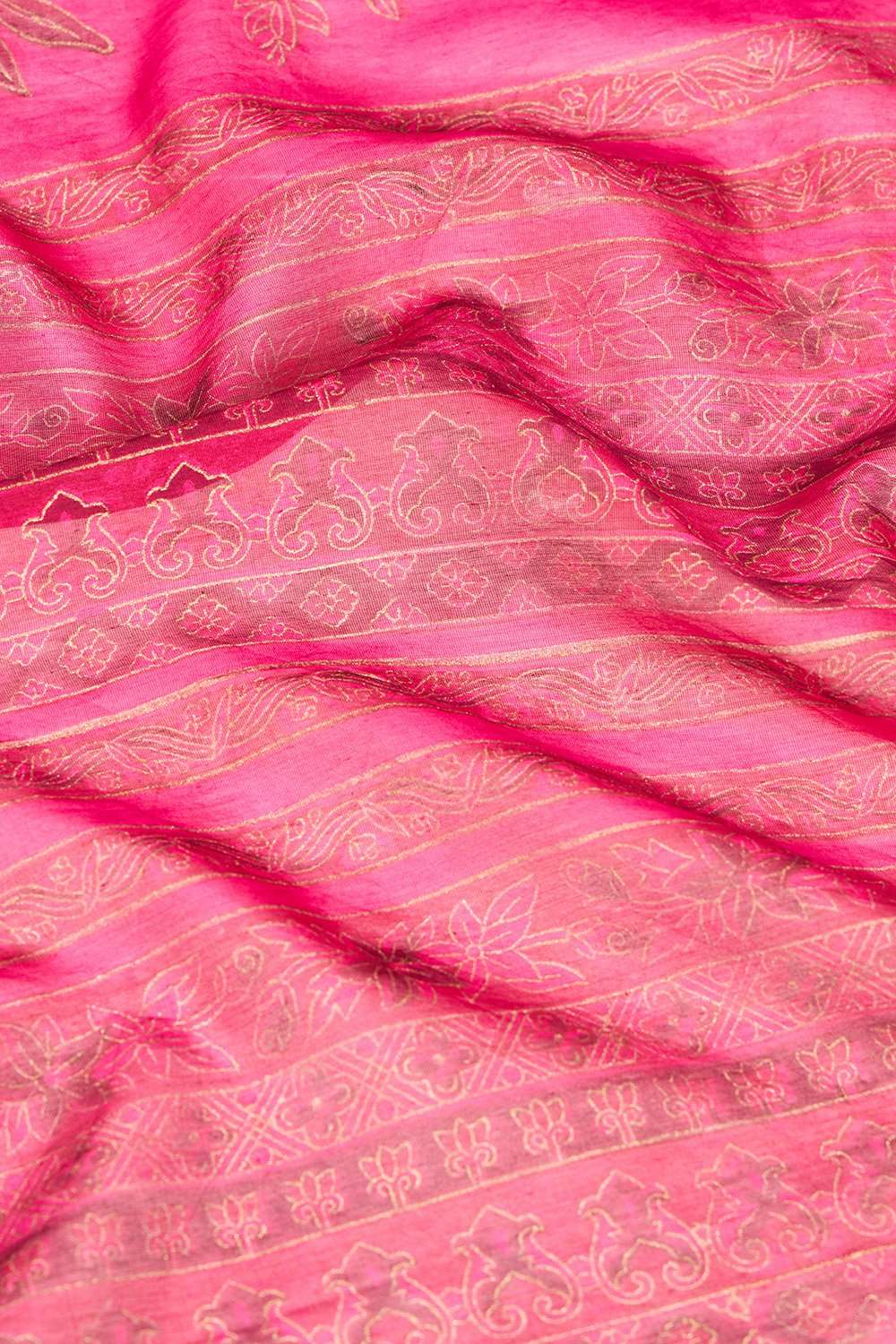 Pink Rajasthan Pure Silk Cotton Printed Sanganeri Saree image number null