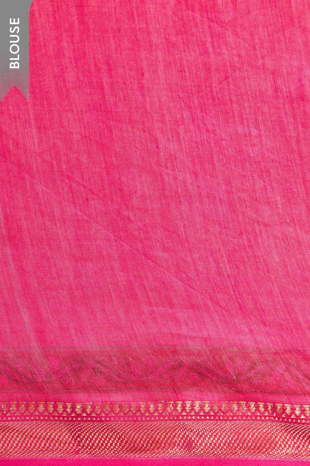 Pink Rajasthan Pure Silk Cotton Printed Sanganeri Saree image number null