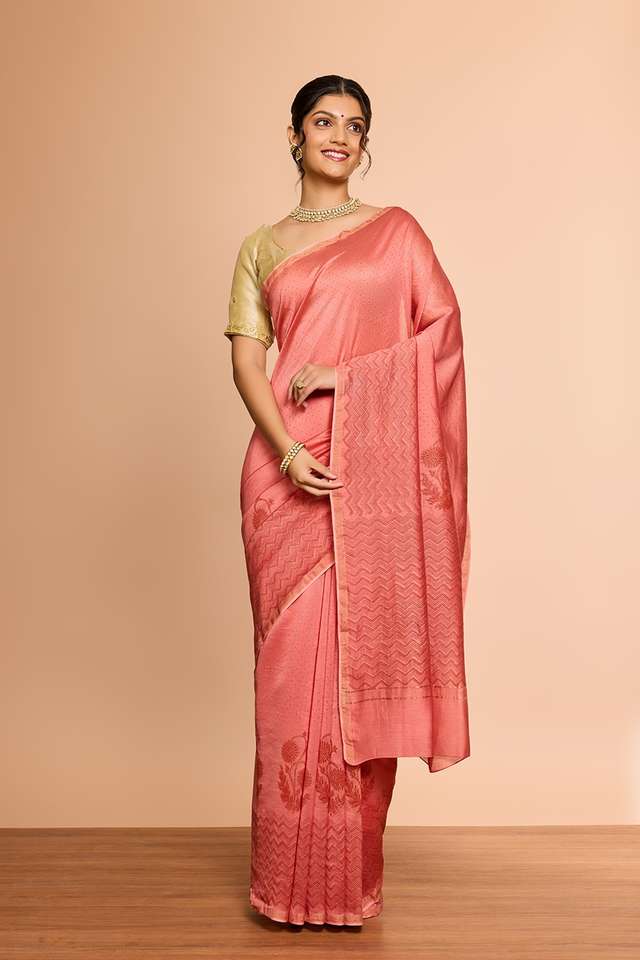Light Pink Rajasthan Pure Silk Cotton Printed Sanganeri Saree thumbnail image number null
