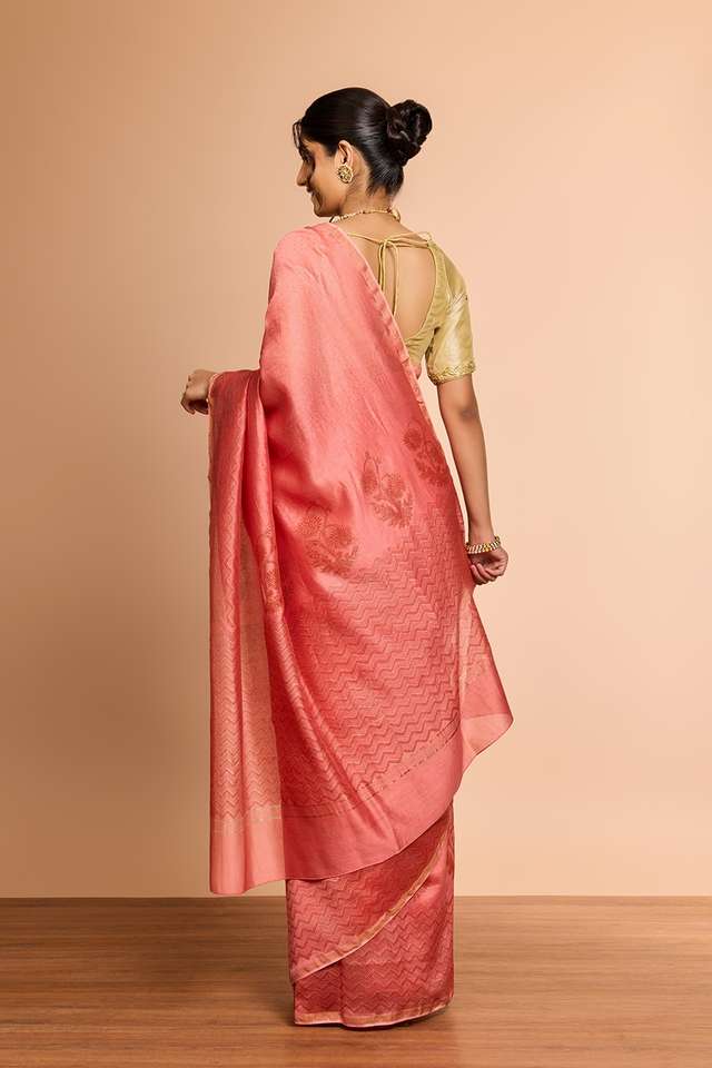 Light Pink Rajasthan Pure Silk Cotton Printed Sanganeri Saree thumbnail image number null