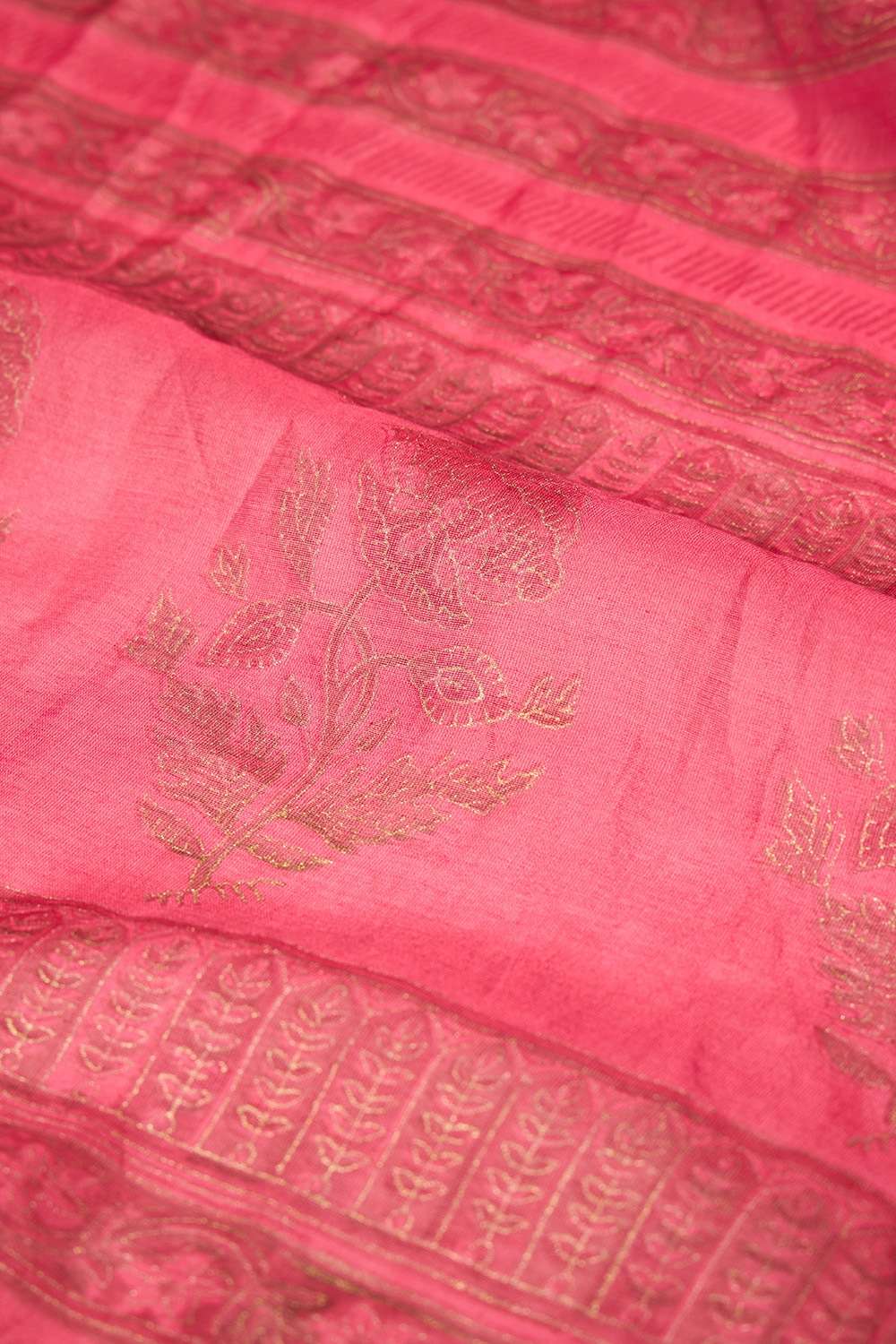 Pink Rajasthan Pure Silk Cotton Printed Sanganeri Saree image number null