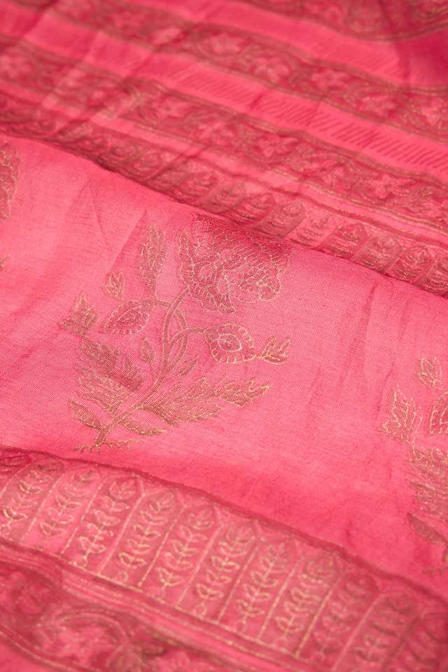 Pink Rajasthan Pure Silk Cotton Printed Sanganeri Saree thumbnail image number null