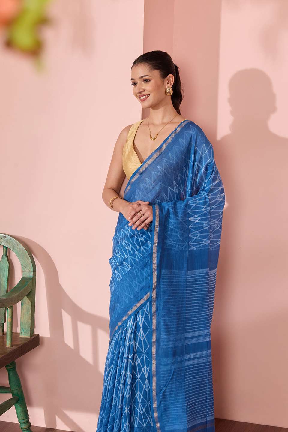 Blue Rajasthan Pure Silk Cotton Tie and Dye Shibori Saree