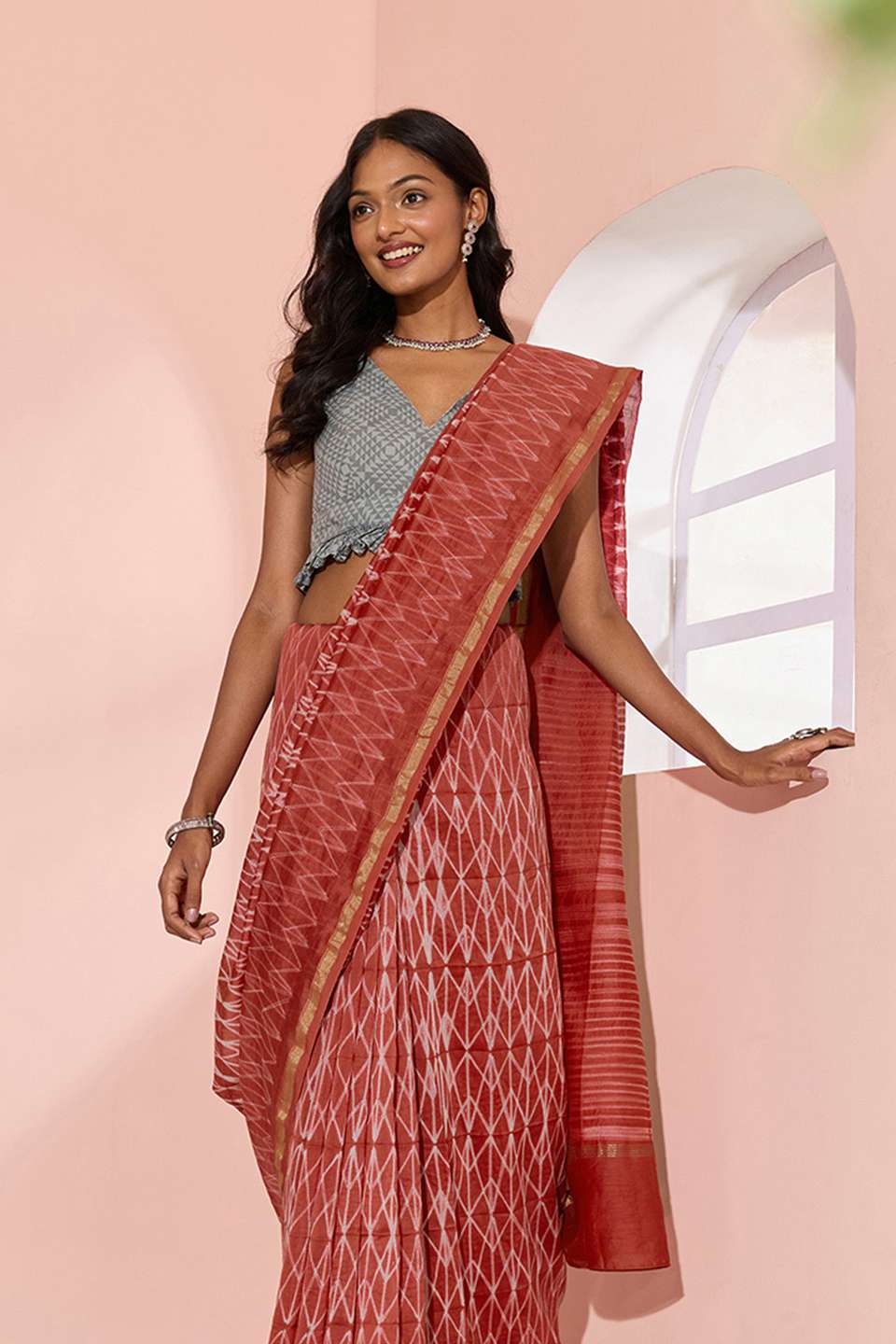 Red Tie & Dye Shibori Pure Silk Cotton Rajasthan Saree
