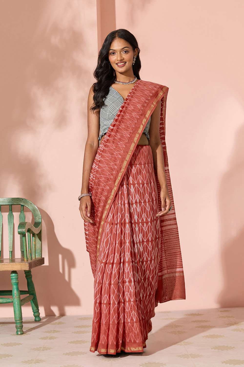 Red Tie & Dye Shibori Pure Silk Cotton Rajasthan Saree image number null