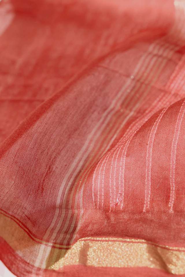 Red Tie & Dye Shibori Pure Silk Cotton Rajasthan Saree thumbnail image number null
