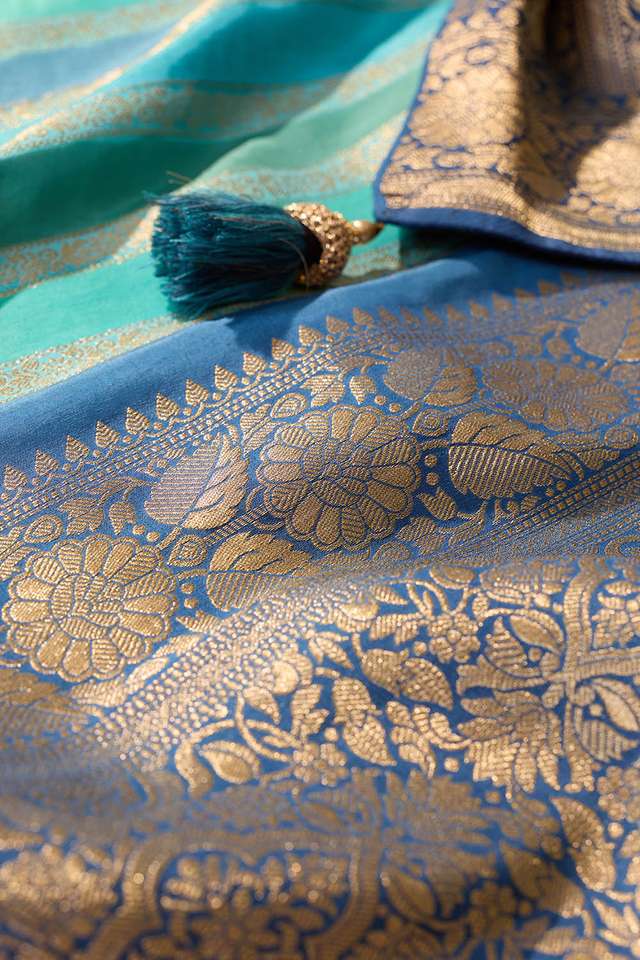 Blue Woven Pure Viscose Saree thumbnail image number null