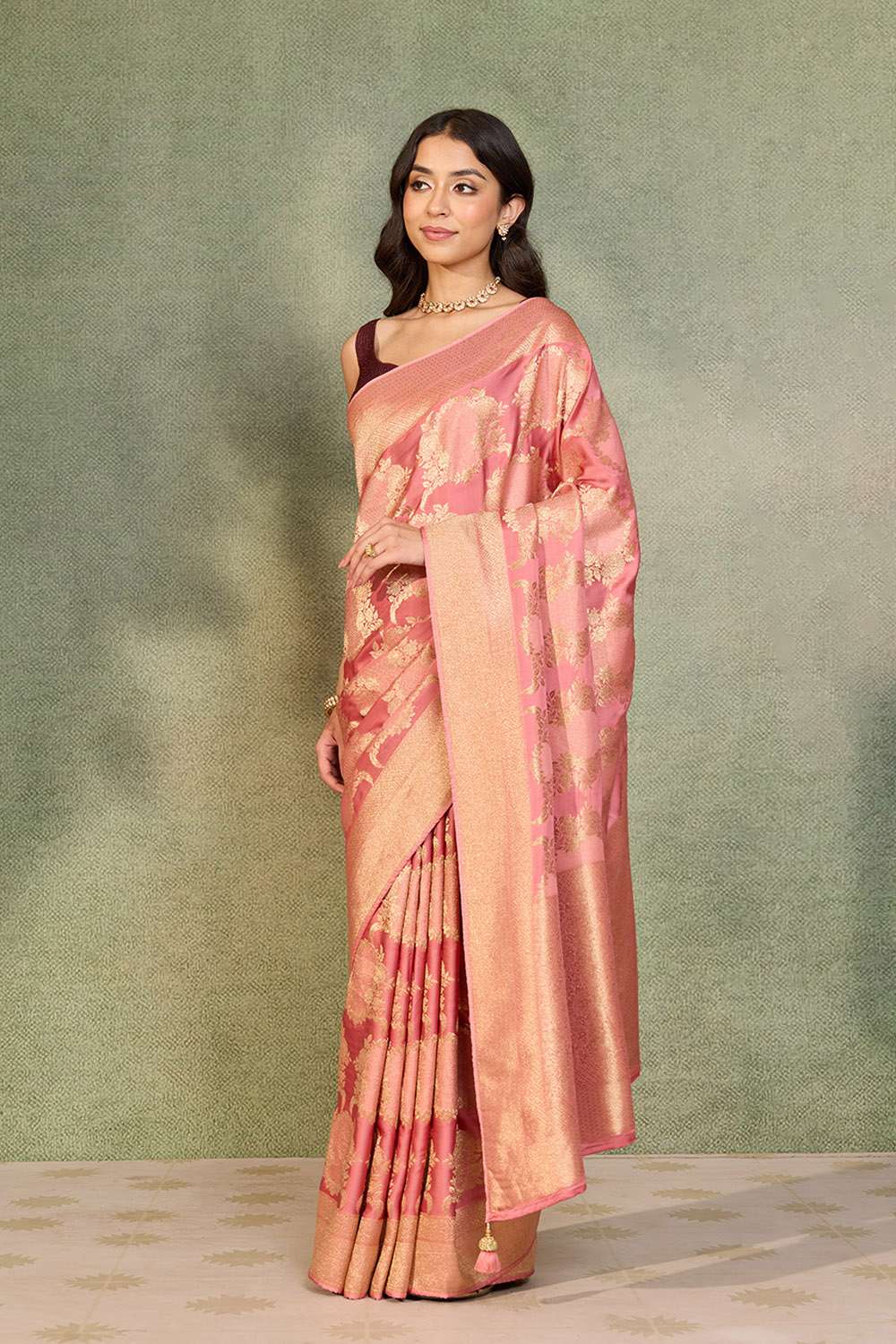 Light Pink Woven Pure Viscose Saree image number null