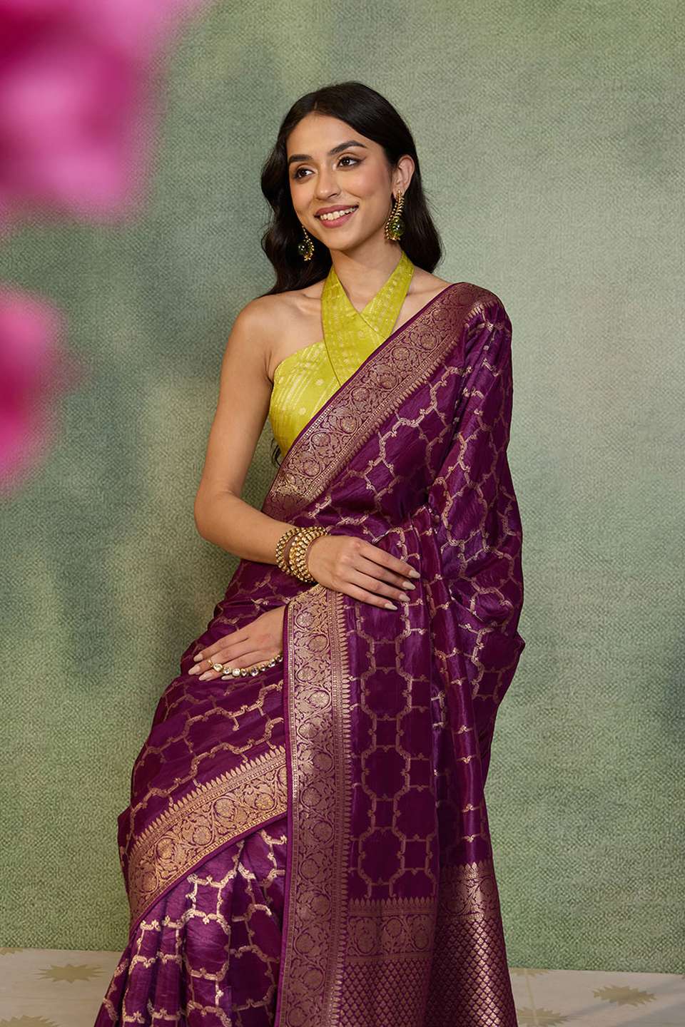 Purple Woven Design Viscose Saree