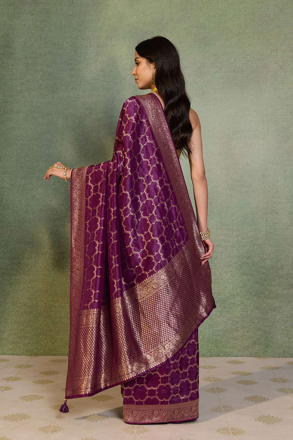 Purple Woven Design Viscose Saree image number null