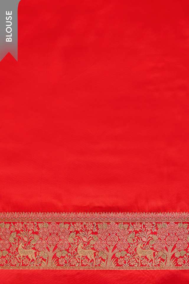 Red Viscose Satin Woven Saree thumbnail image number null