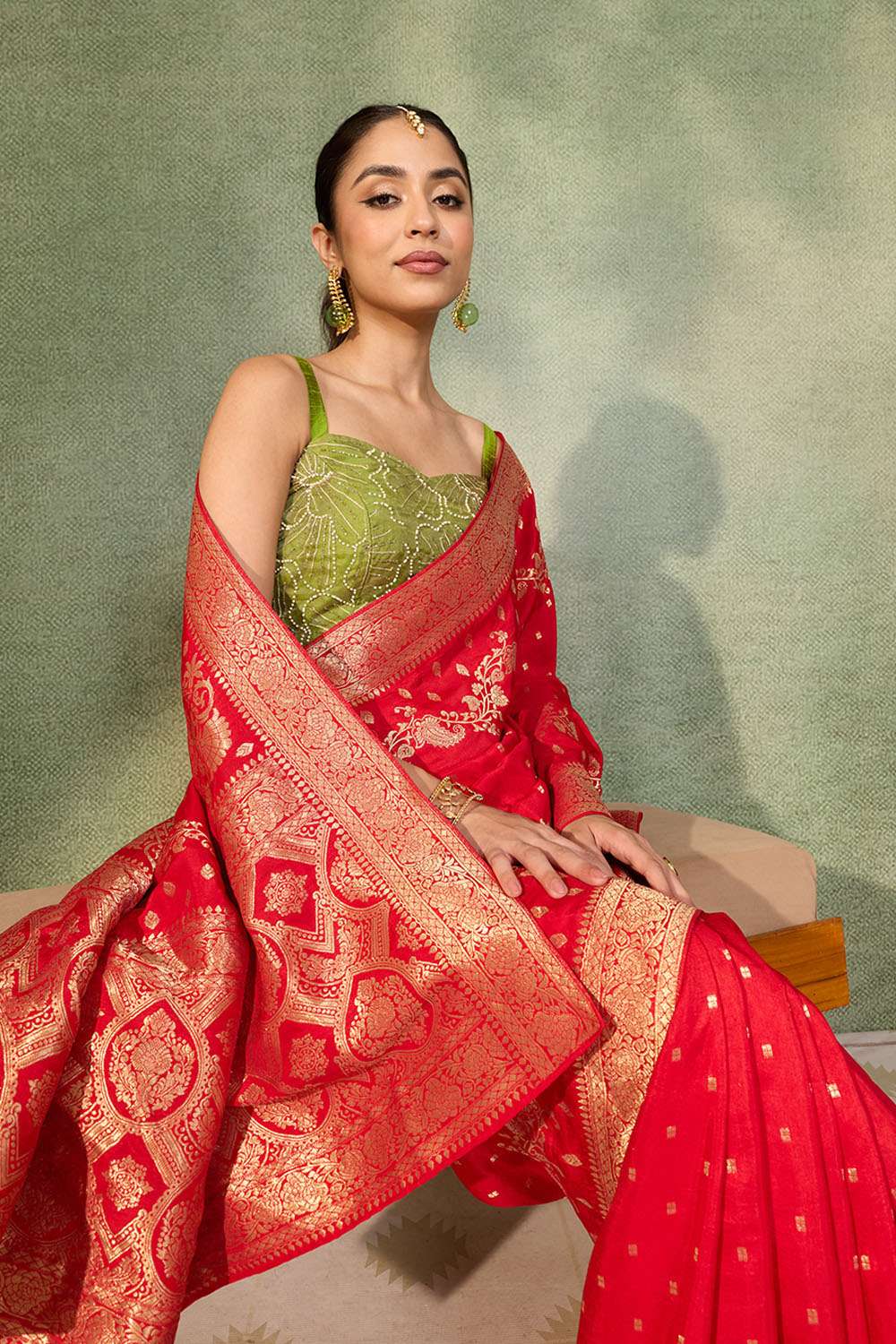 Red Woven Pure Viscose Saree image number null