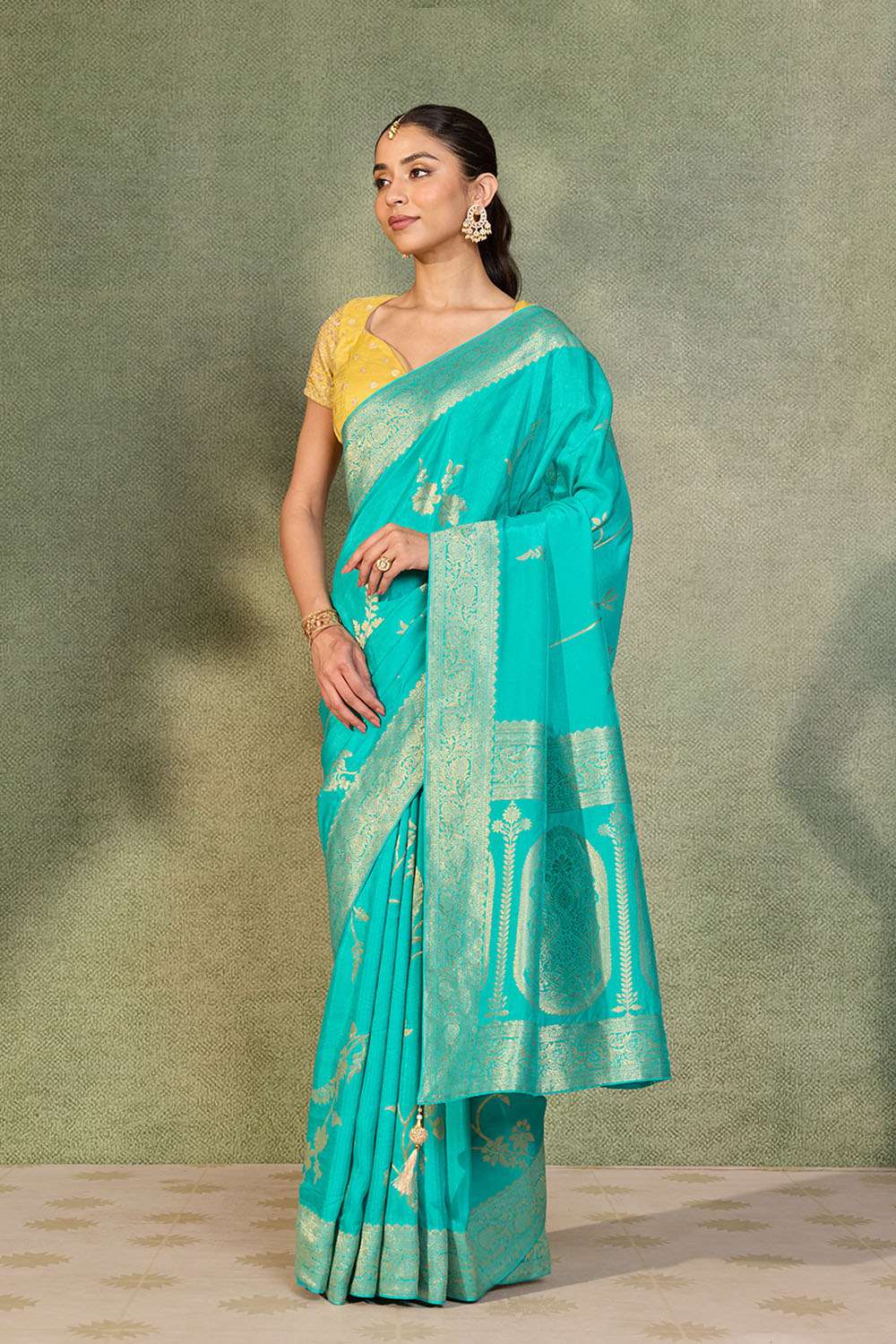 Blue Woven Pure Viscose Saree image number null