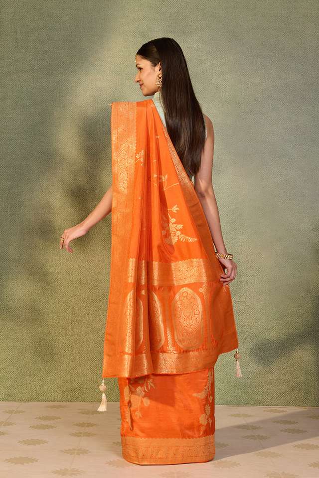 Orange Woven Pure Viscose Saree thumbnail image number null