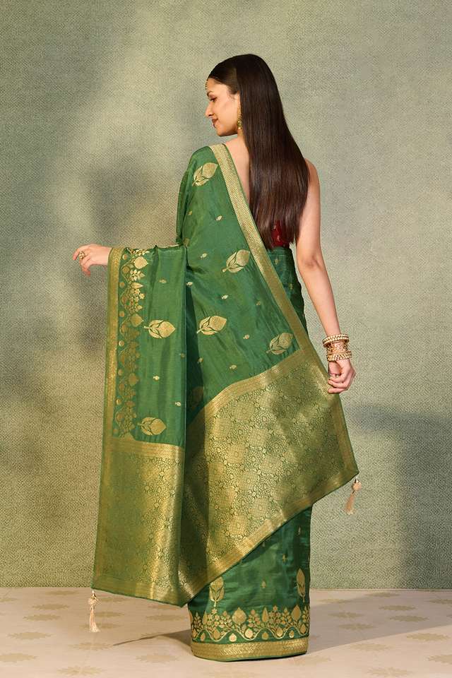 Green Woven Pure Viscose Saree thumbnail image number null