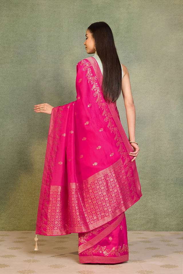 Pink Woven Pure Viscose Saree thumbnail image number null
