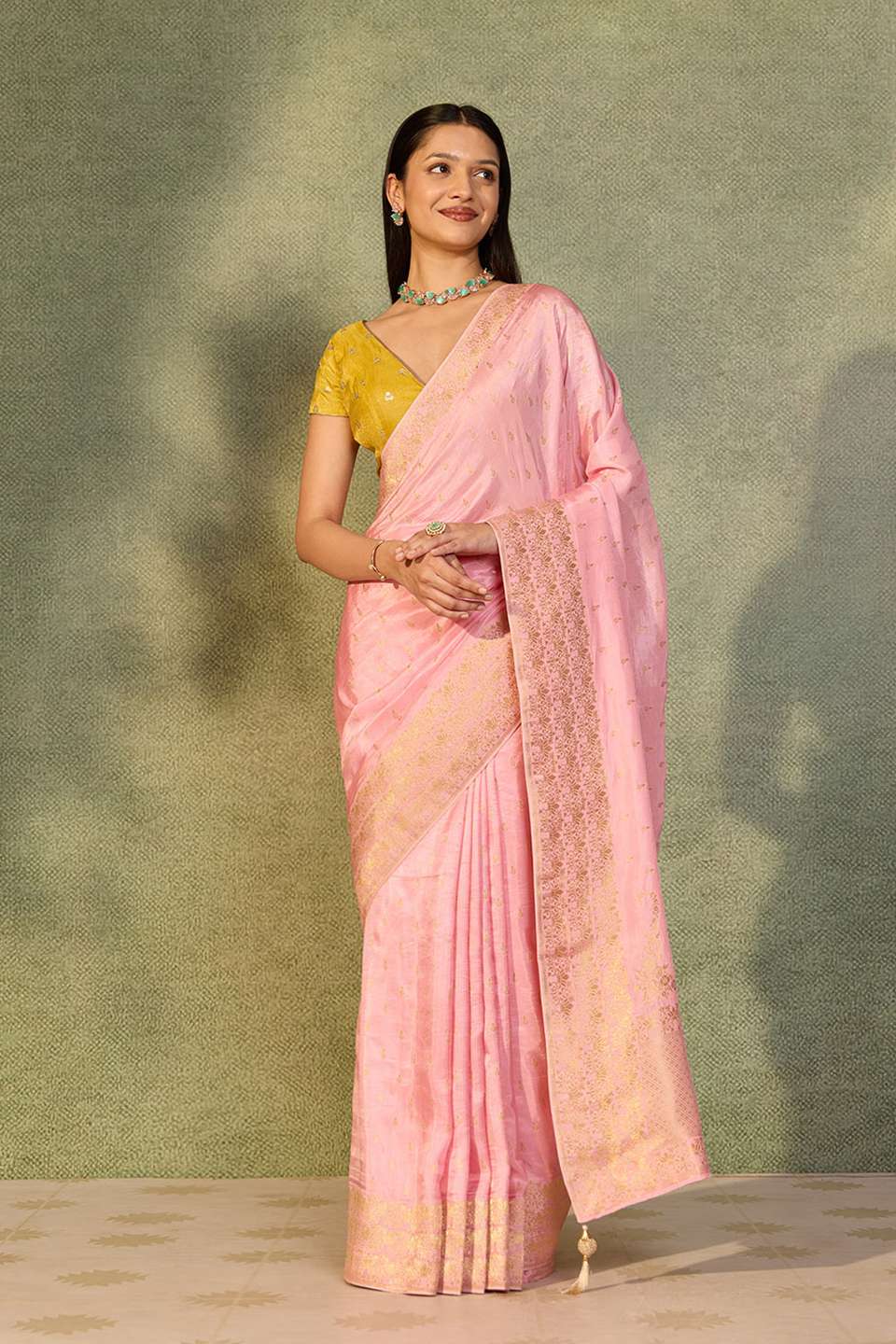 Pink Woven Pure Viscose Saree