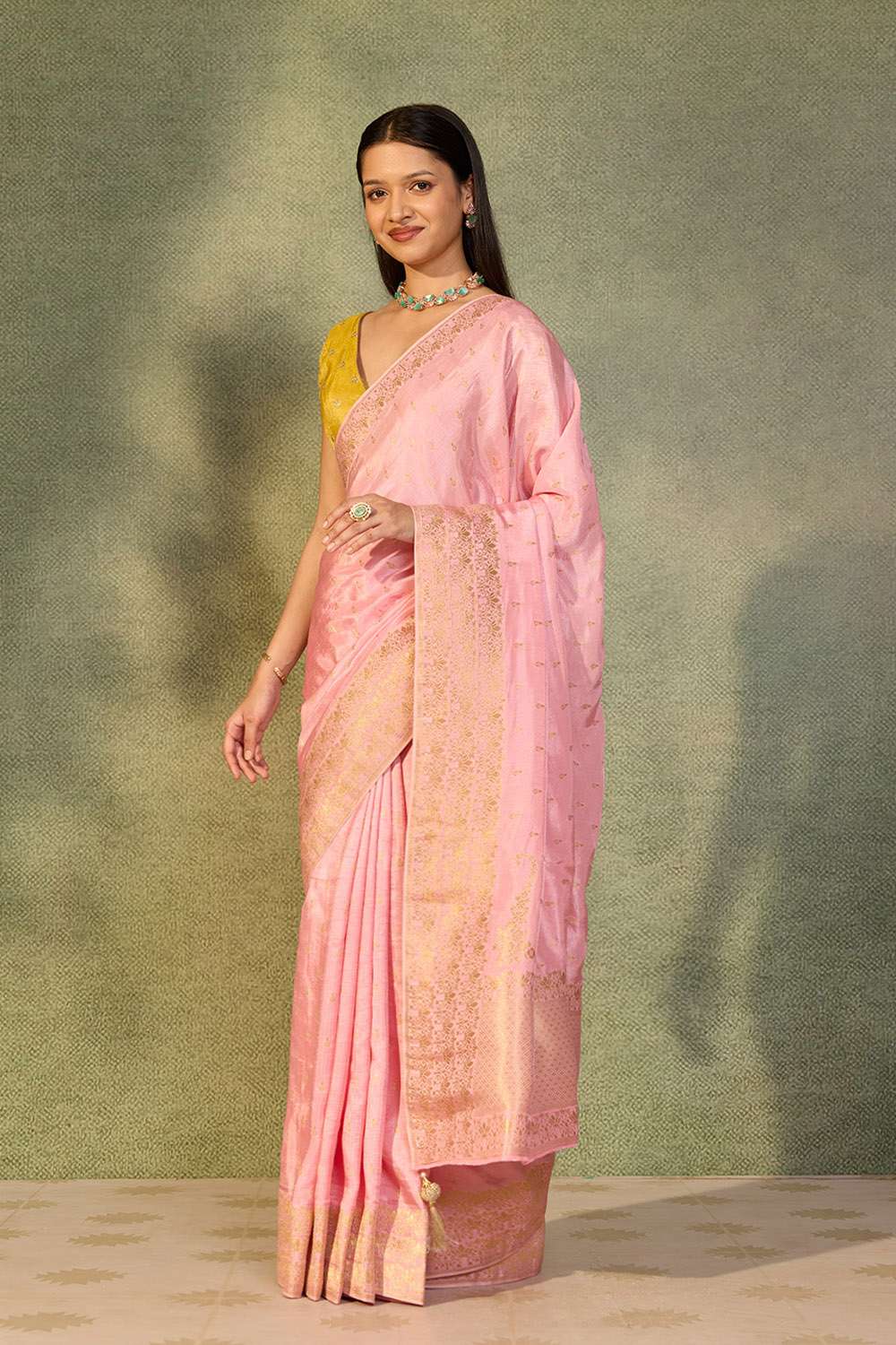 Pink Woven Pure Viscose Saree image number null