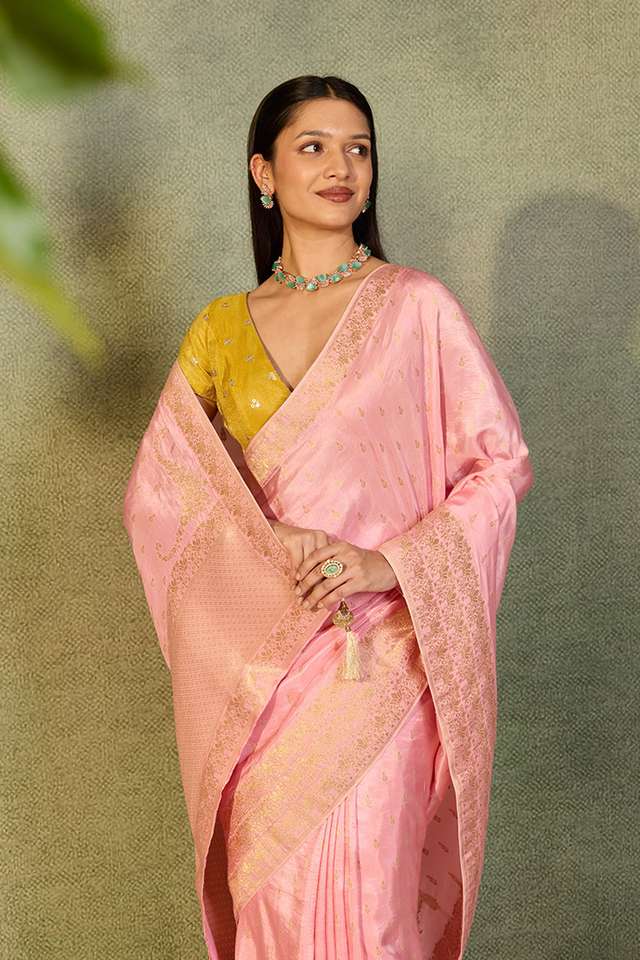 Pink Woven Pure Viscose Saree thumbnail image number null