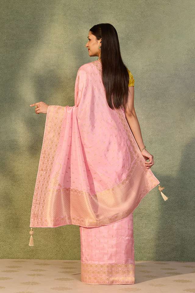 Pink Woven Pure Viscose Saree thumbnail image number null