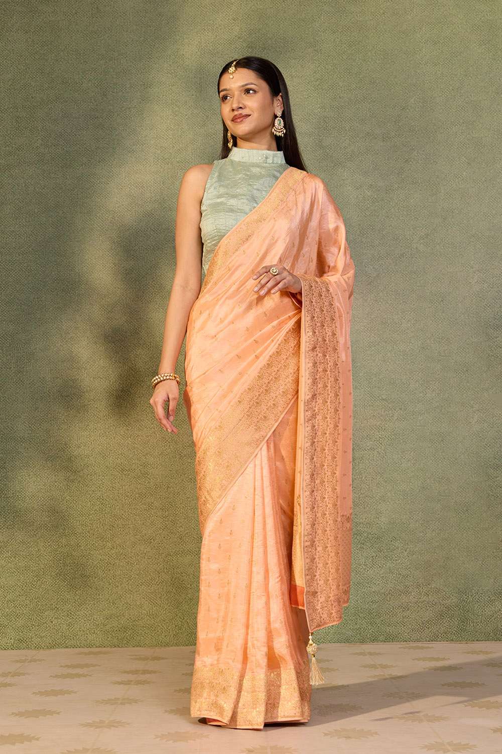 Light Orange Woven Pure Viscose Saree image number null