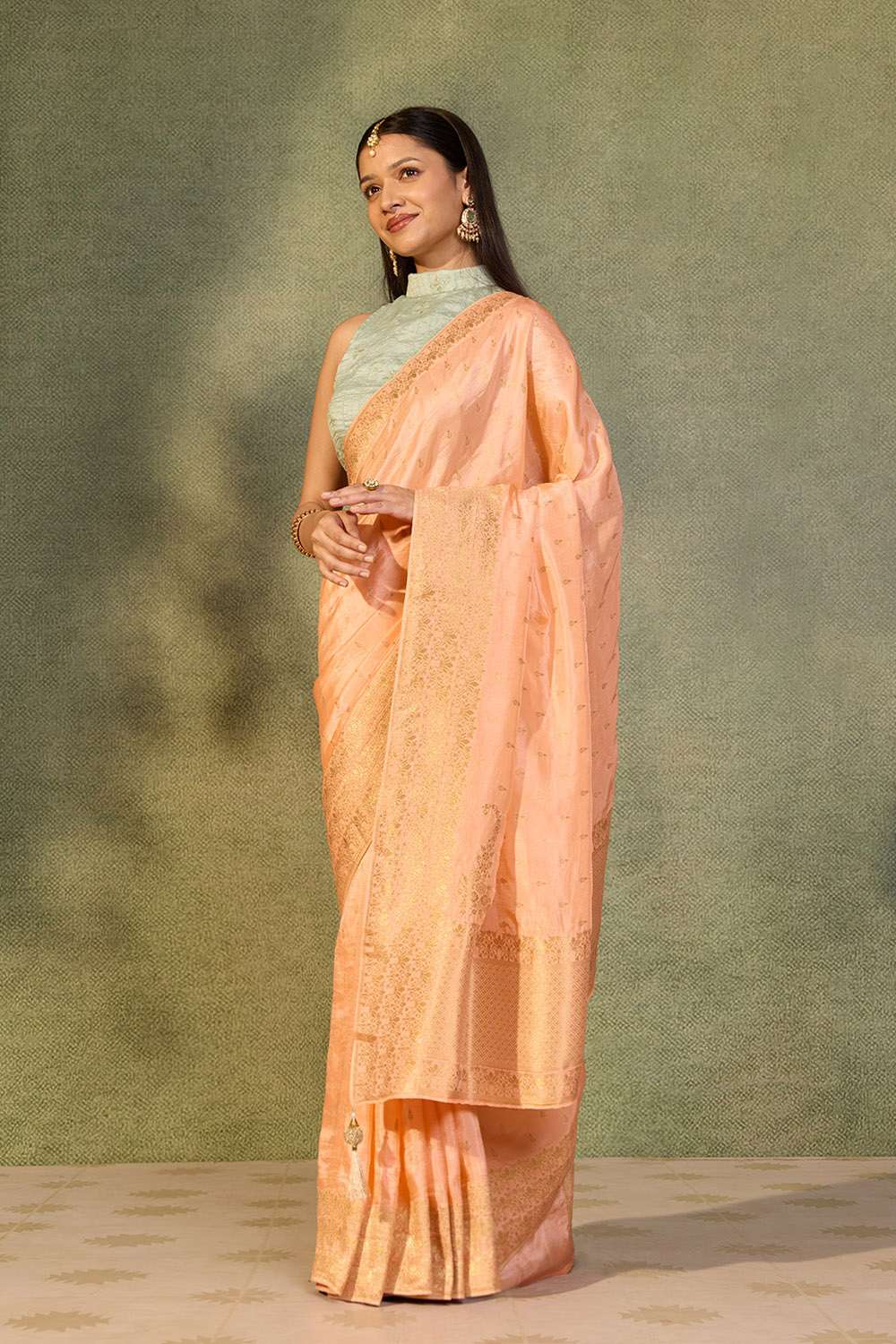 Light Orange Woven Pure Viscose Saree image number null