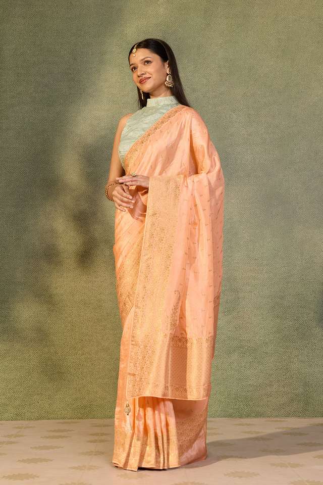 Light Orange Woven Pure Viscose Saree thumbnail image number null